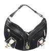 Versace Black/Gold Leather Biker Hobo For Women