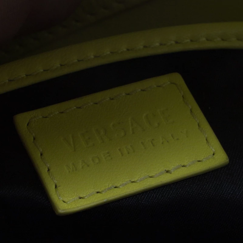 Versace Neon Yellow Patent Leather Medusa Chain Clutch For Women - Image 9