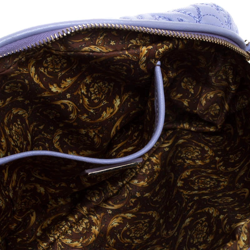 Versace Lilac Leather Embroidered Vanitas Shoulder Bag For Women - Image 7
