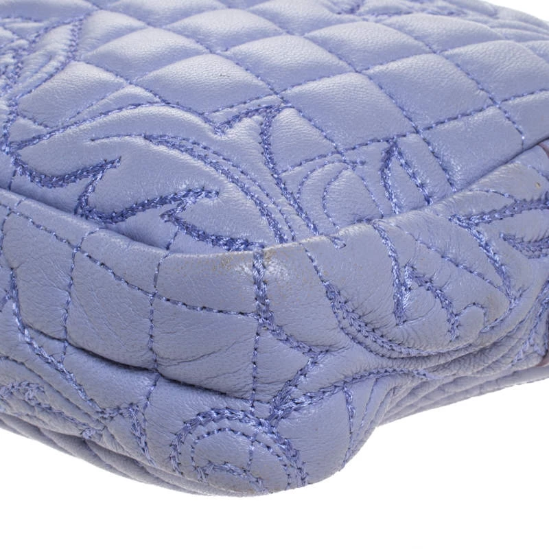 Versace Lilac Leather Embroidered Vanitas Shoulder Bag For Women - Image 11
