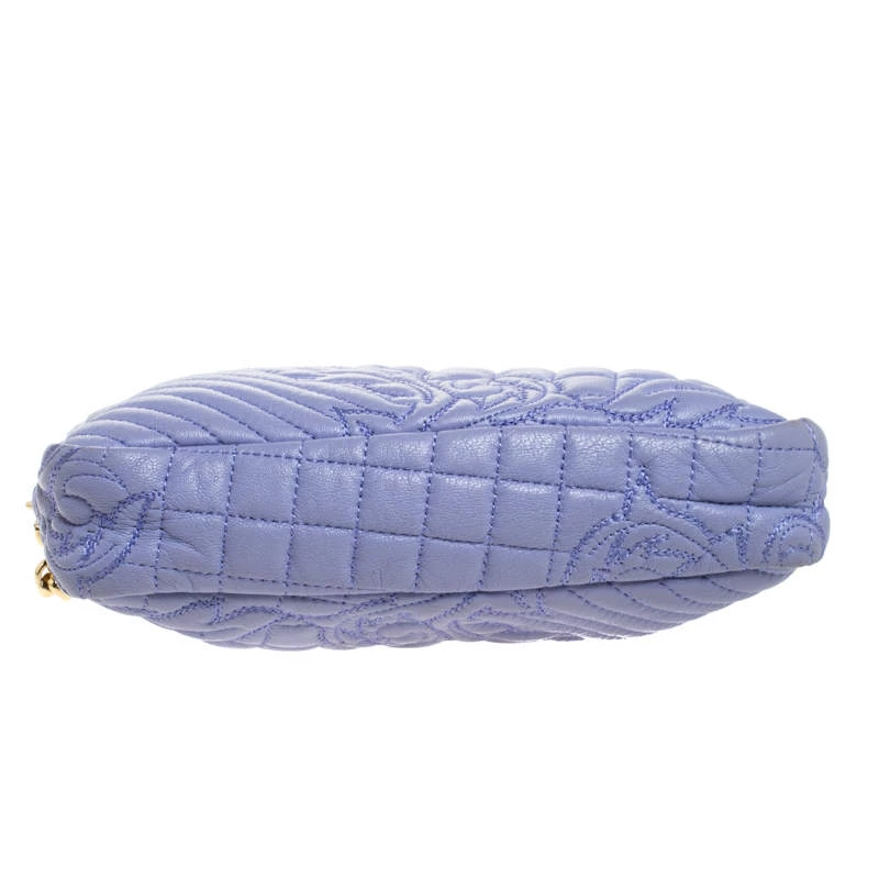 Versace Lilac Leather Embroidered Vanitas Shoulder Bag For Women - Image 6