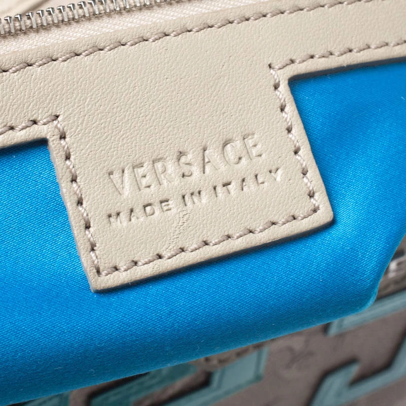 Versace Beige/Blue Borocco Heritage Print Diaper Bag For Women - Image 8