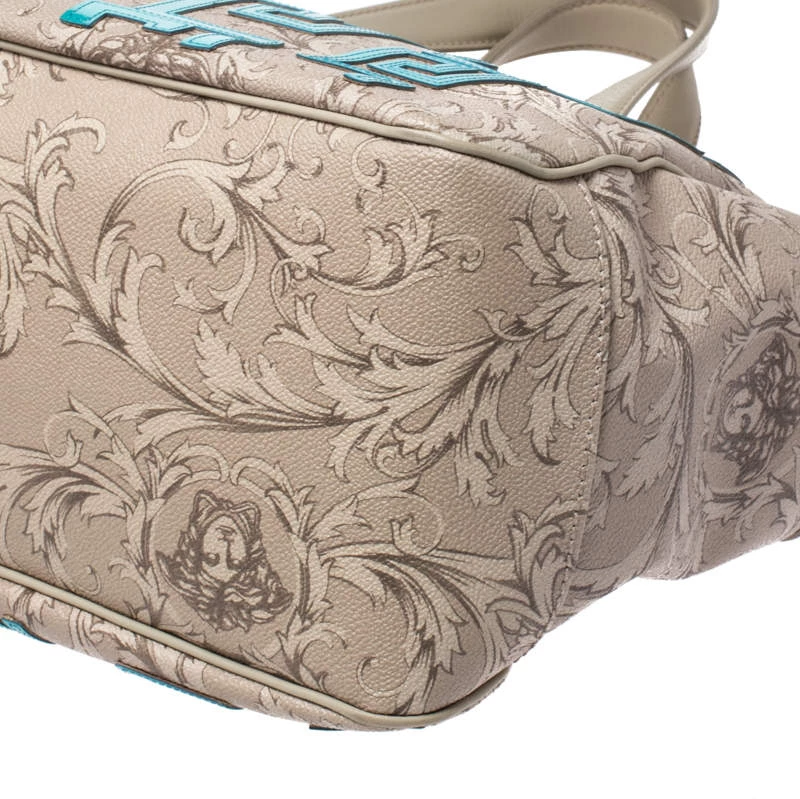 Versace Beige/Blue Borocco Heritage Print Diaper Bag For Women - Image 11