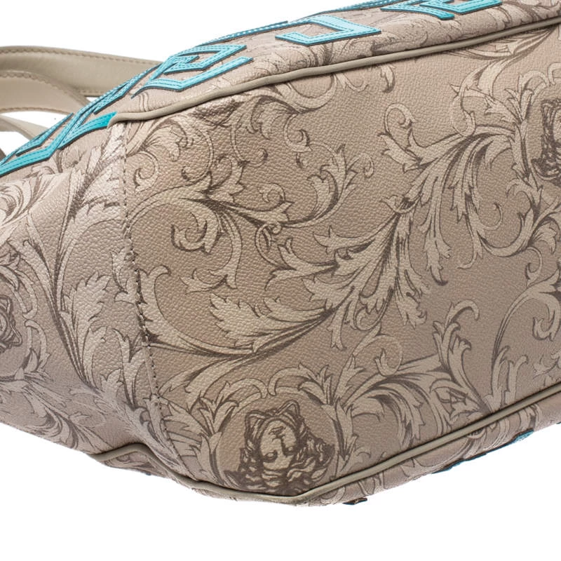 Versace Beige/Blue Borocco Heritage Print Diaper Bag For Women - Image 10
