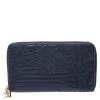 Versace Navy Blue Leather Vanitas Zip Around Wallet For Women