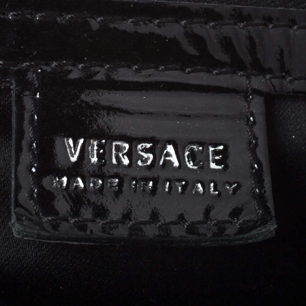 Versace Midnight Blue Croc Patent Leather Chain Tote For Women - Image 8