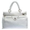 Versace White Leather Logo Embossed Tote For Women