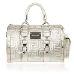 Versace Silver Quilted ‘Snap Out Of It’ Satchel For Women