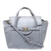 Versace Grey Leather Medusa Flap Tote For Women