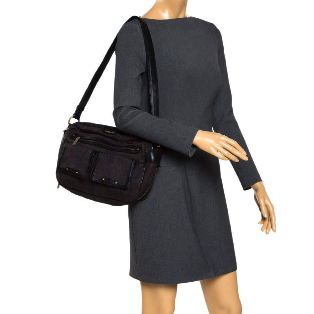 Versace Medusa Print Canvas And Leather Multiple Pocket Shoulder Bag For Women - Image 2