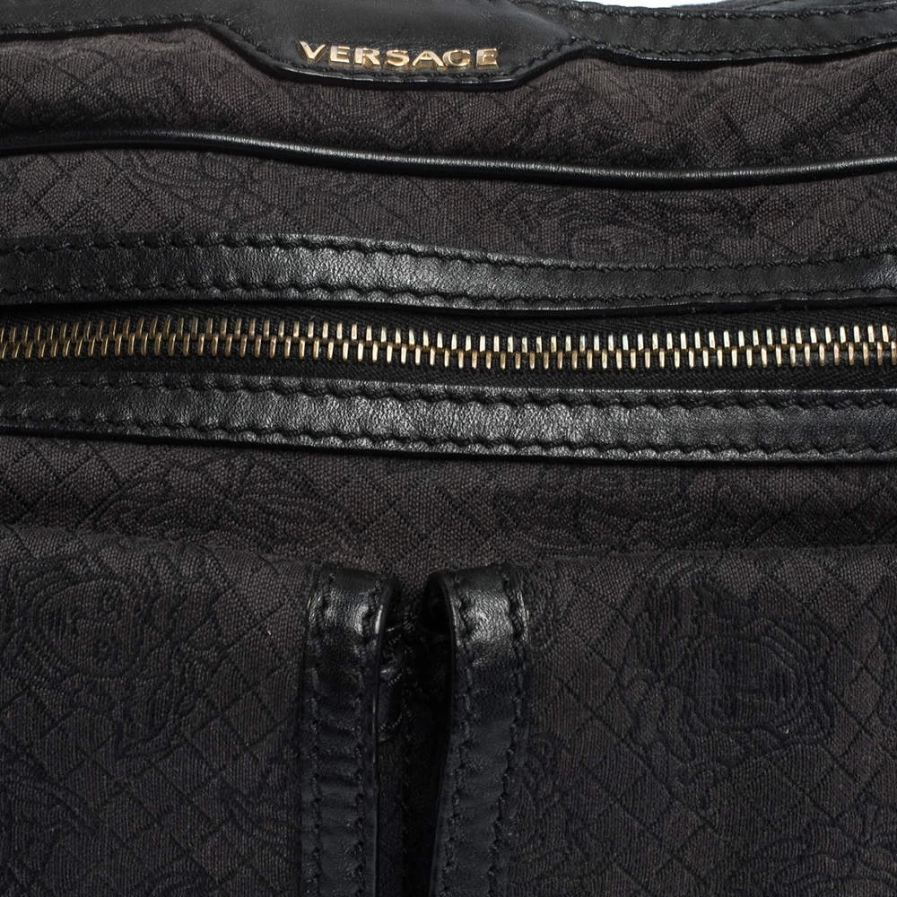 Versace Medusa Print Canvas And Leather Multiple Pocket Shoulder Bag For Women - Image 5