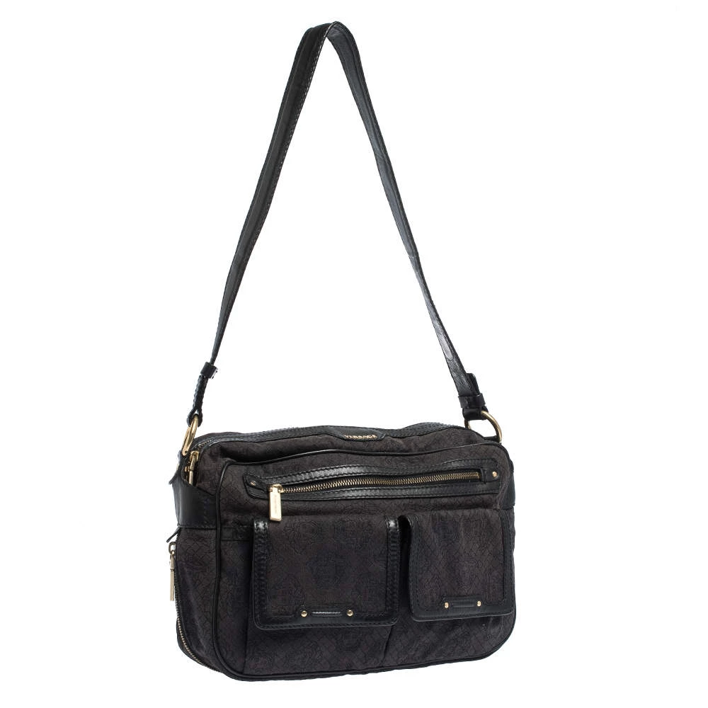 Versace Medusa Print Canvas And Leather Multiple Pocket Shoulder Bag For Women - Image 3