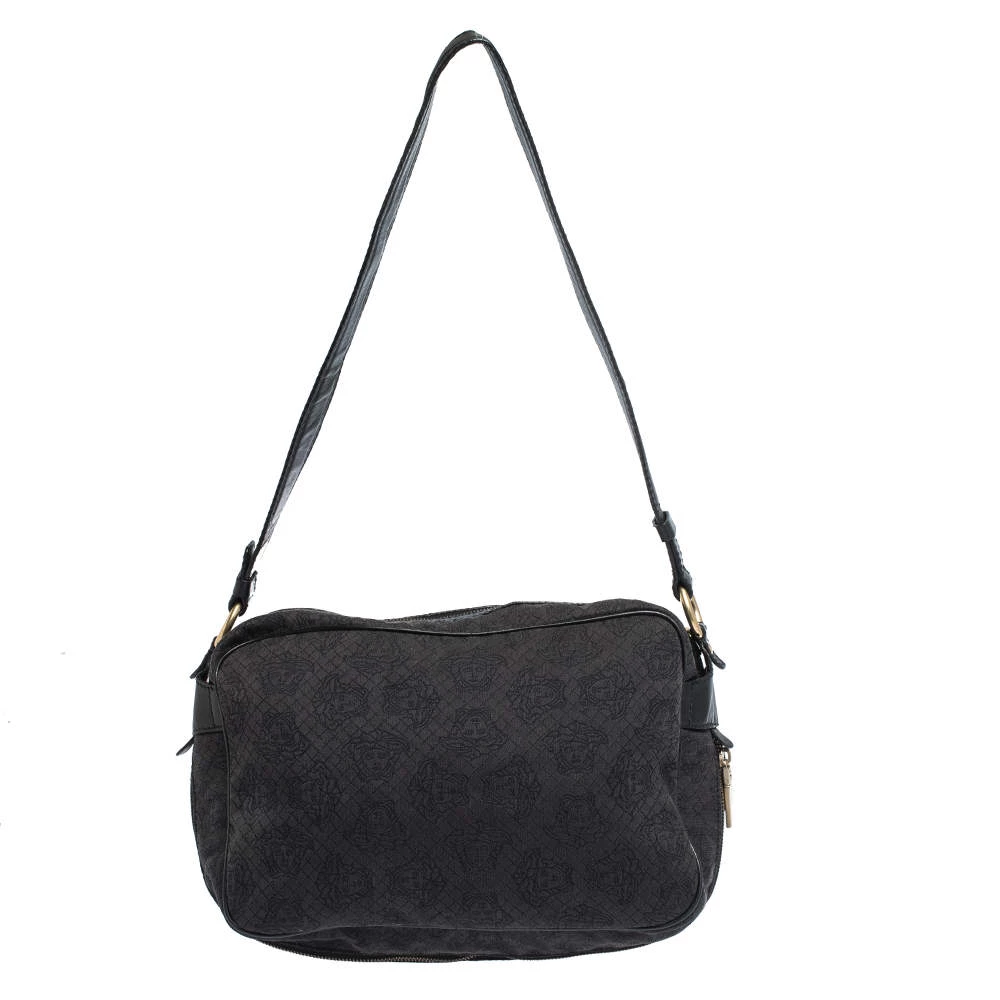 Versace Medusa Print Canvas And Leather Multiple Pocket Shoulder Bag For Women - Image 4