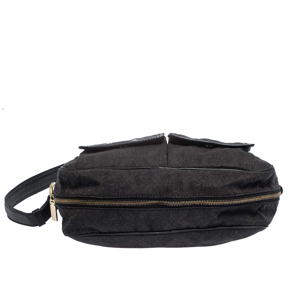 Versace Medusa Print Canvas And Leather Multiple Pocket Shoulder Bag For Women - Image 6