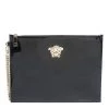 Versace Black Patent Leather Medusa Wristlet Pouch For Women