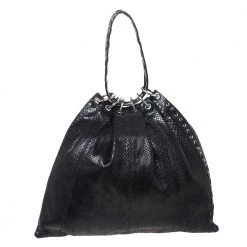 Versace Black Python Satchel For Women