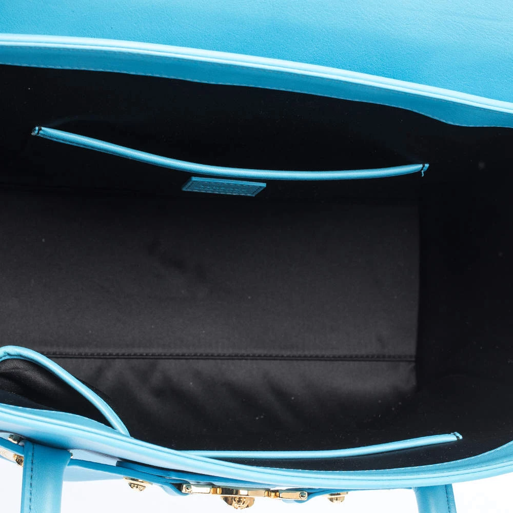 Versace Blue Leather Medusa Medallion Satchel For Women - Image 7