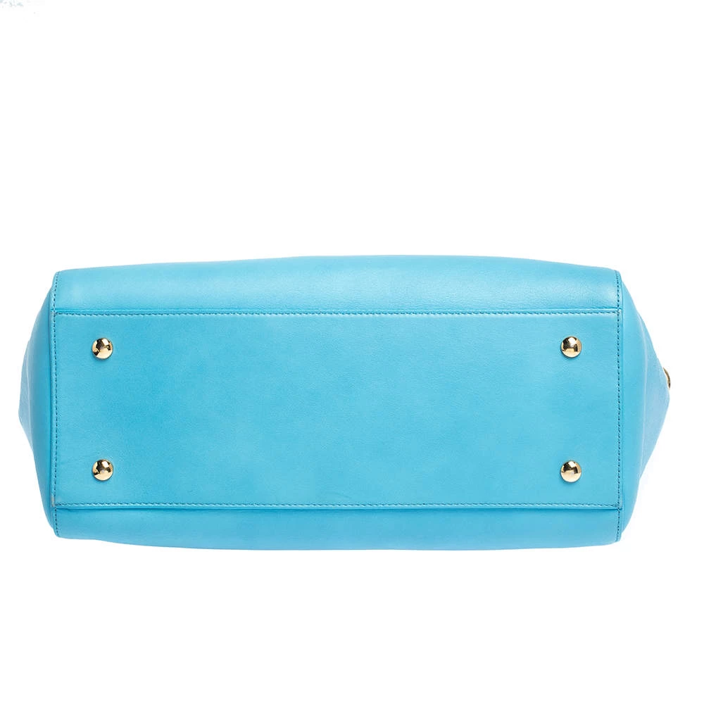 Versace Blue Leather Medusa Medallion Satchel For Women - Image 6