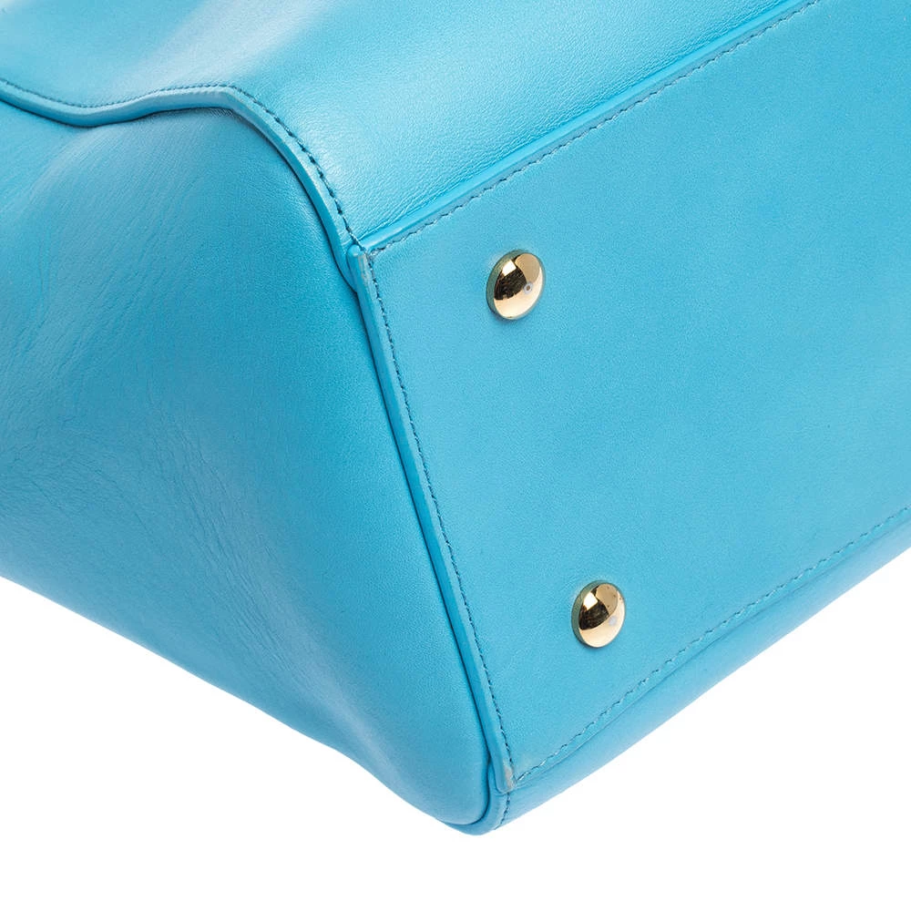 Versace Blue Leather Medusa Medallion Satchel For Women - Image 11