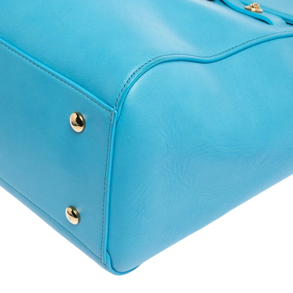 Versace Blue Leather Medusa Medallion Satchel For Women - Image 12