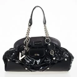 Versace Black Patent Framed Satchel For Women