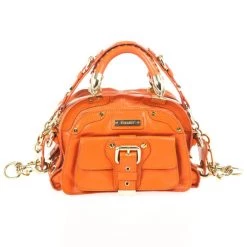 Versace Orange Leather Mini Satchel For Women