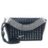 Versace Black Leather Studded Crystal Chain Shoulder Bag For Women