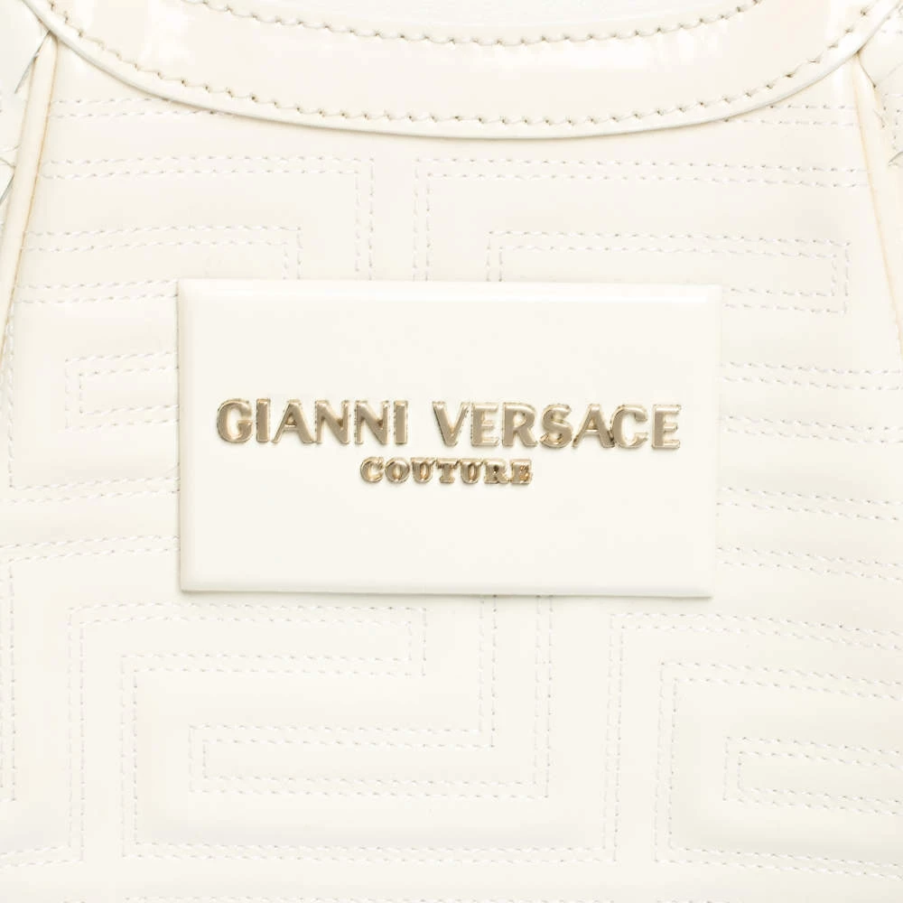 Versace Ivory Quilted And Woven Patent Leather Hobo For Women - Image 5