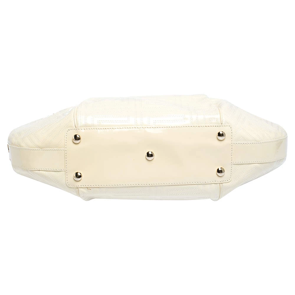 Versace Ivory Quilted And Woven Patent Leather Hobo For Women - Image 6