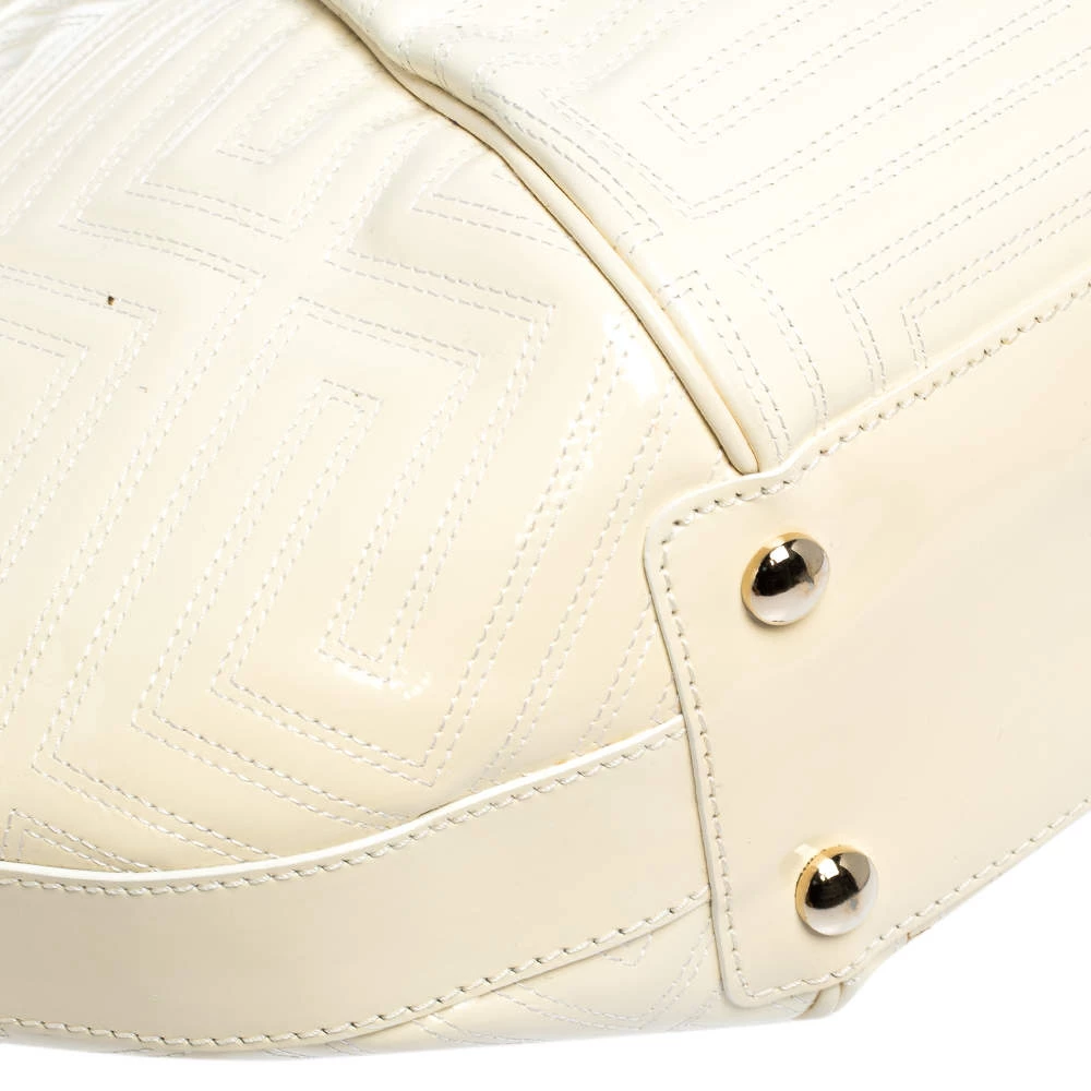 Versace Ivory Quilted And Woven Patent Leather Hobo For Women - Image 11