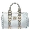 Versace White/Gold Signature Fabric And Leather Snap Out Of It Satchel For Women