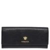 Versace Black Leather Medusa Continental Wallet For Women