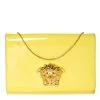 Versace Yellow Patent Leather Medusa Chain Clutch For Women