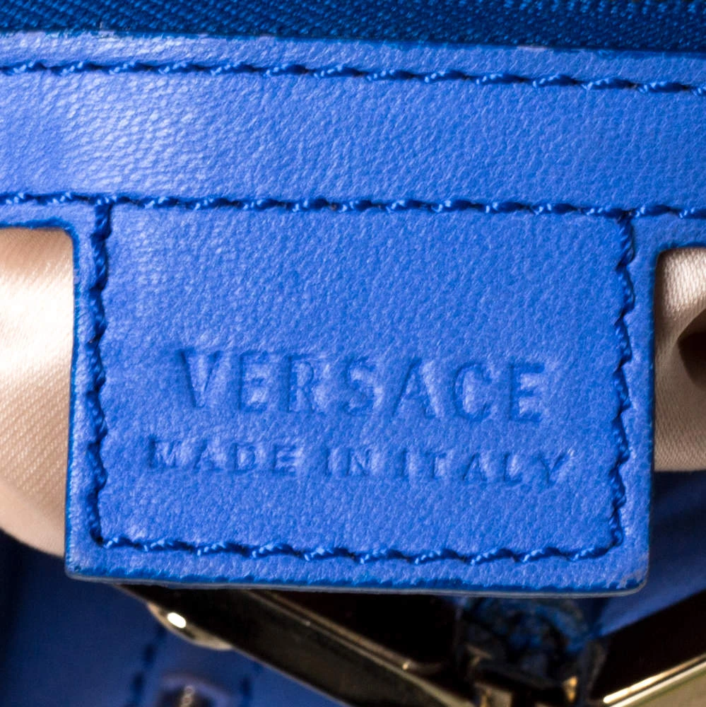 Versace Blue Leather Mirror Frame Chain Shoulder Bag For Women - Image 8