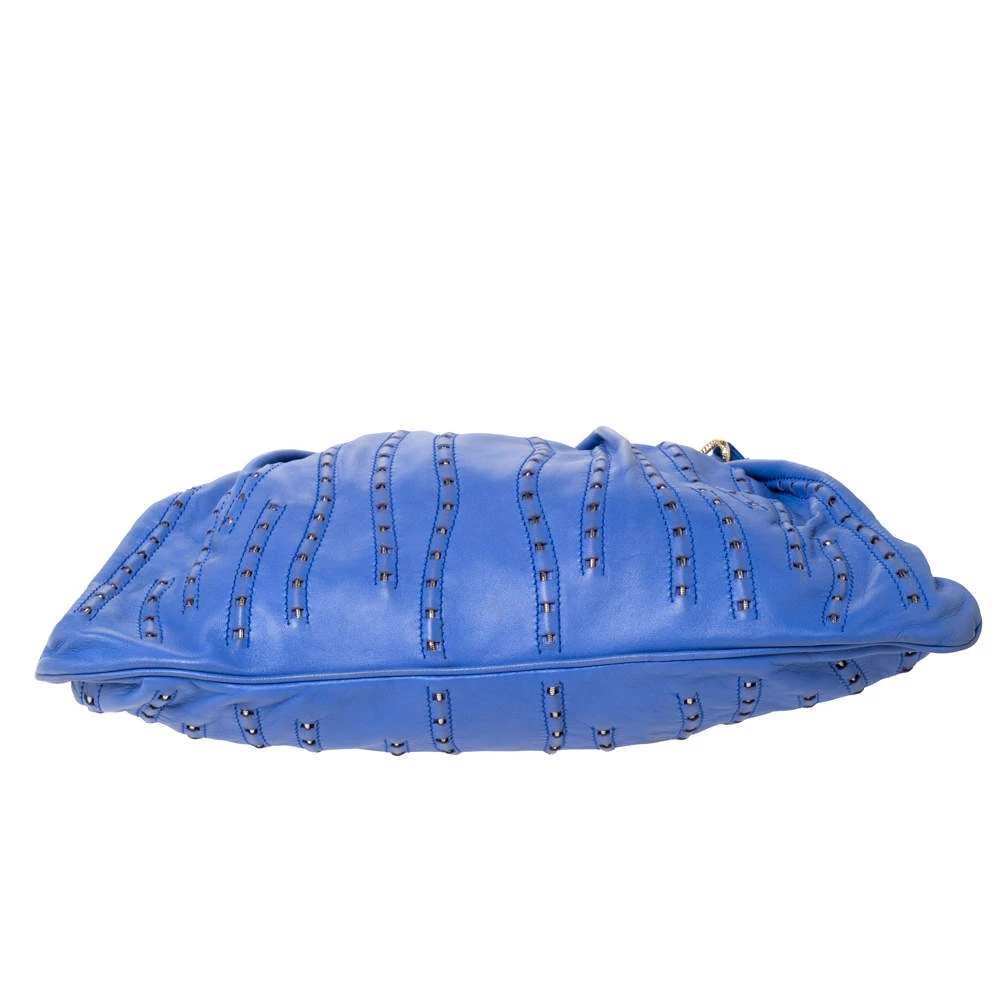 Versace Blue Leather Mirror Frame Chain Shoulder Bag For Women - Image 6