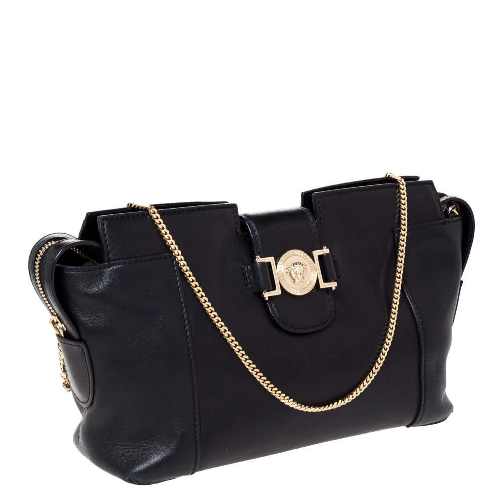 Versace Black Leather Medusa Medallion Bag For Women - Image 3