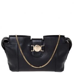 Versace Black Leather Medusa Medallion Bag For Women