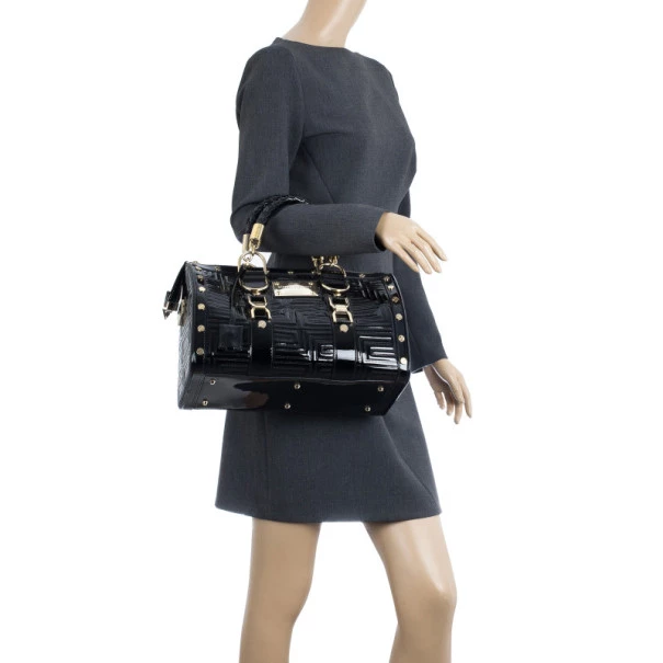 Versace Black Patent Quilted Snap Out Of It Satchel For Women - Image 2