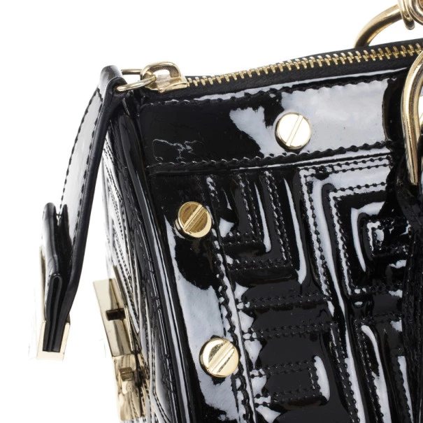 Versace Black Patent Quilted Snap Out Of It Satchel For Women - Image 7