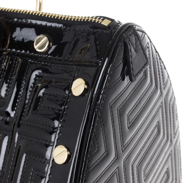 Versace Black Patent Quilted Snap Out Of It Satchel For Women - Image 8