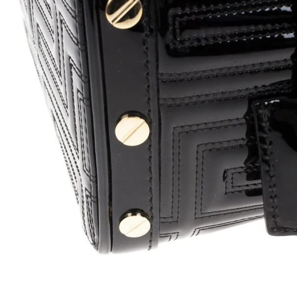 Versace Black Patent Quilted Snap Out Of It Satchel For Women - Image 9