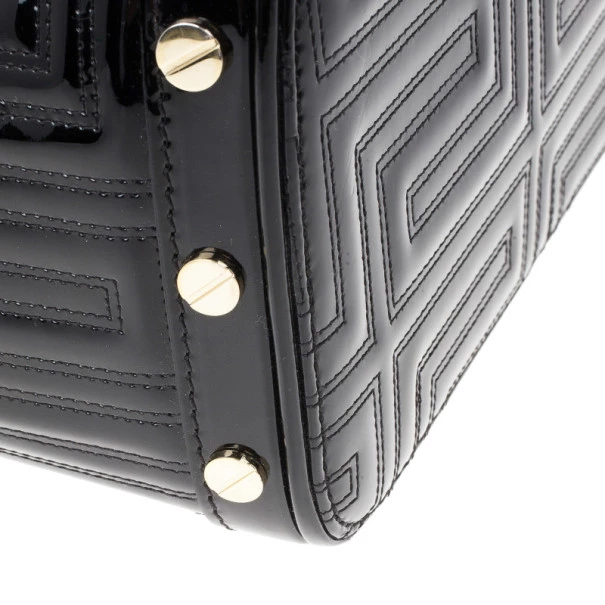 Versace Black Patent Quilted Snap Out Of It Satchel For Women - Image 10