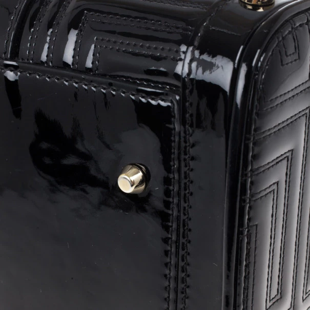 Versace Black Patent Quilted Snap Out Of It Satchel For Women - Image 12