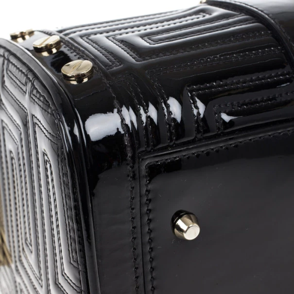 Versace Black Patent Quilted Snap Out Of It Satchel For Women - Image 14