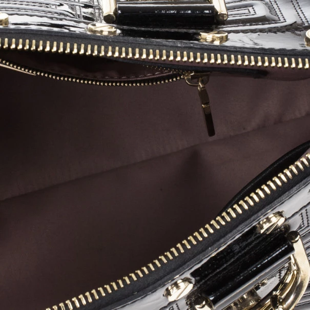 Versace Black Patent Quilted Snap Out Of It Satchel For Women - Image 16