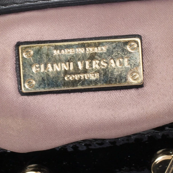 Versace Black Patent Quilted Snap Out Of It Satchel For Women - Image 17