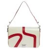 Versace Cream/Red Patent Leather And Leather Shoulder Bag For Women