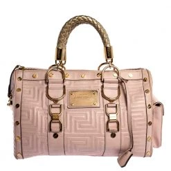 Versace Pink Quilted Leather Snap Out Of It Satchel For Women