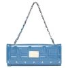 Versace Blue Quilted Patent Leather Flap Shoulder Bag For Women