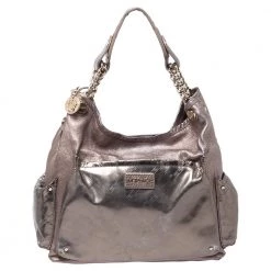 Versace Metallic Leather Pocket Shoulder Bag For Women